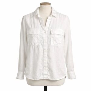 Babaton Aritzia Utility Blouse Women XS White Linen Blend Button Front